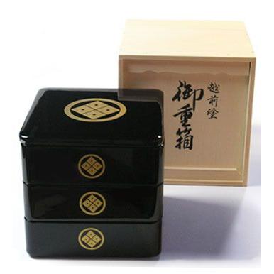 重箱 越前漆器 家紋入り 木製 三段重箱 : 漆器久太郎 - 通販 - Yahoo 