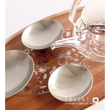 屠蘇器 越前塗 アールデコ モダン屠蘇器 白木盆とガラスの銚子&銀盃