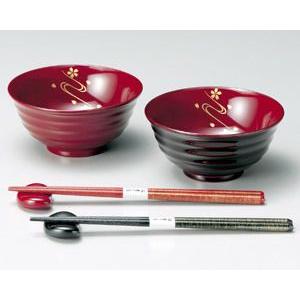 若狭塗箸 木製越前塗 桜川 夫婦椀セット /食器洗浄機対応 : 漆器久太郎