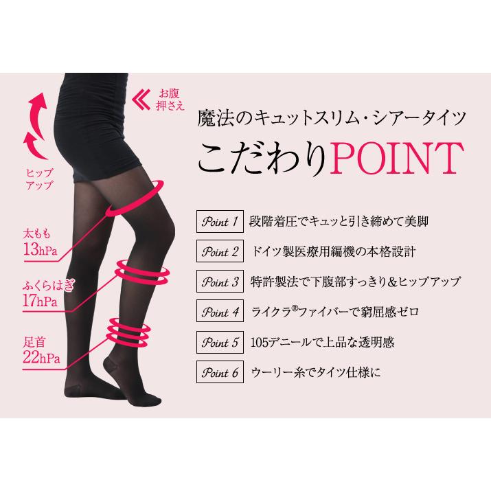 透け感 シアー 着圧タイツ シアータイツ 弾性タイツ 医療用 美脚