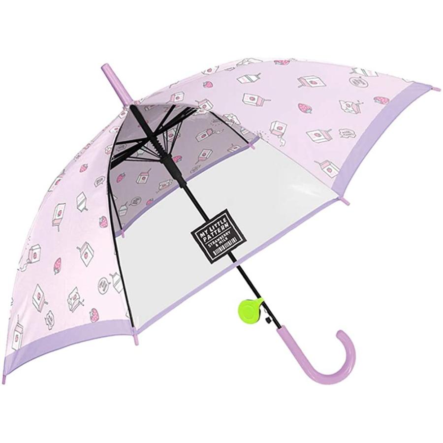 女の子 子供傘 キッズ傘 55cm ジャンプ傘 長傘 リフレクター付き マイリトルパターン パープル