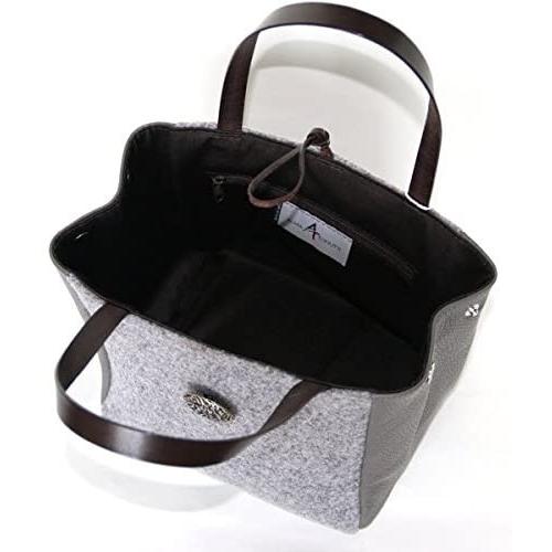 在庫有 アルマトヌッティ Alma Tonutti ボタン付きレザーコンビウールバッグ パールグレー 新品即決 Gestion Etechnologies Shop