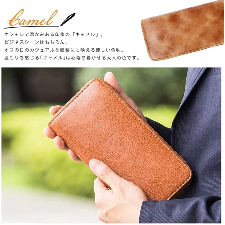 充実の品 イタリアンレザー 長財布 ラウンドファスナー メンズ 財布 ギリュックリヒャ ケアル Gk 001 キャメル その他財布 Auto Didact Nl