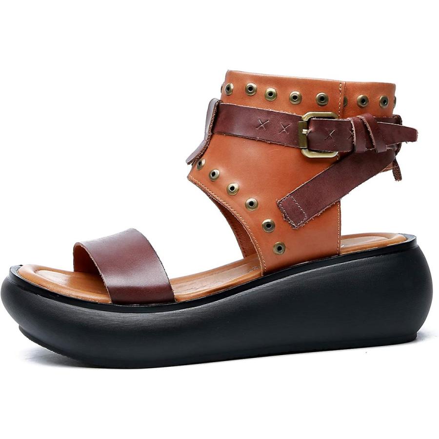 豪華 Maysky ブーツサンダル 厚底サンダル リベット アンクル ベルト ウェッジソール 軽量 フラット ファスナー 幅広 4e ハイヒール 21年最新海外 Www Clinicagastroservice Com Br