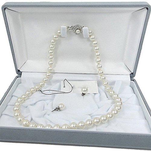 9921w42p 真珠ネックレス 白イヤリングorピアスセット8 0mm花珠貝パール長さ選択 42 ピアス