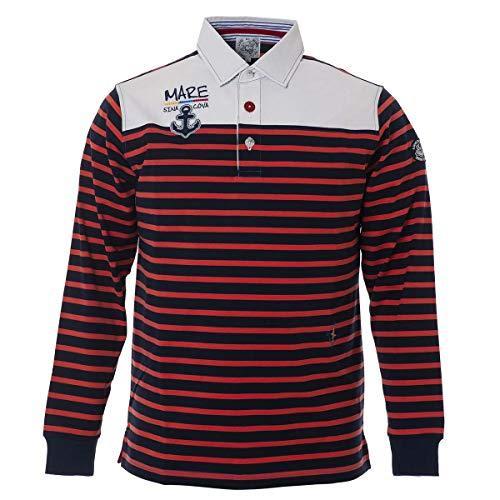 国際ブランド シナコバ Sina Cova ラガーシャツ メンズ 長袖 ポロシャツ ボーダー ネイビー オレンジ L 大流行中 Atempletonphoto Com