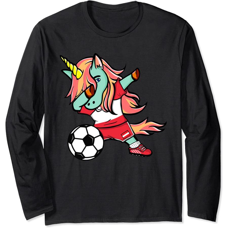 Funny Dabbing Unicorn かわいいユニコーンオーストリアサッカーオーストリア国旗スポーツ 長袖tシャツ Quad Store 通販 Yahoo ショッピング