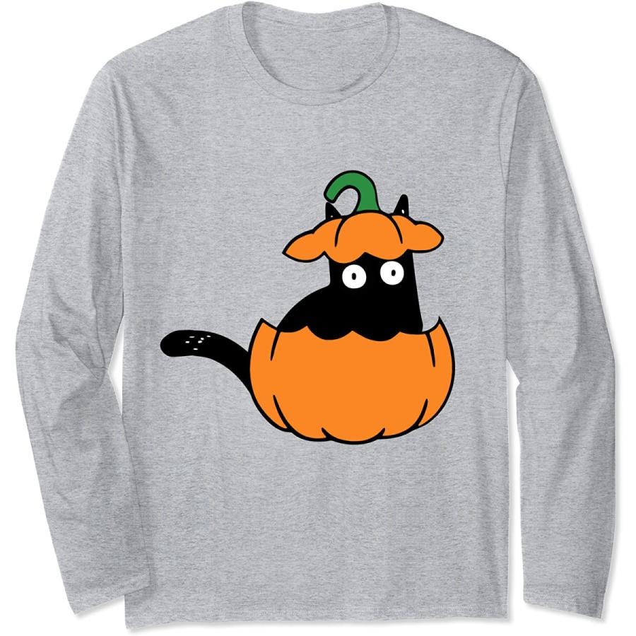 カボチャの面白いかわいい黒猫 秋秋ハロウィンギフト 長袖tシャツ Quad Store 通販 Yahoo ショッピング
