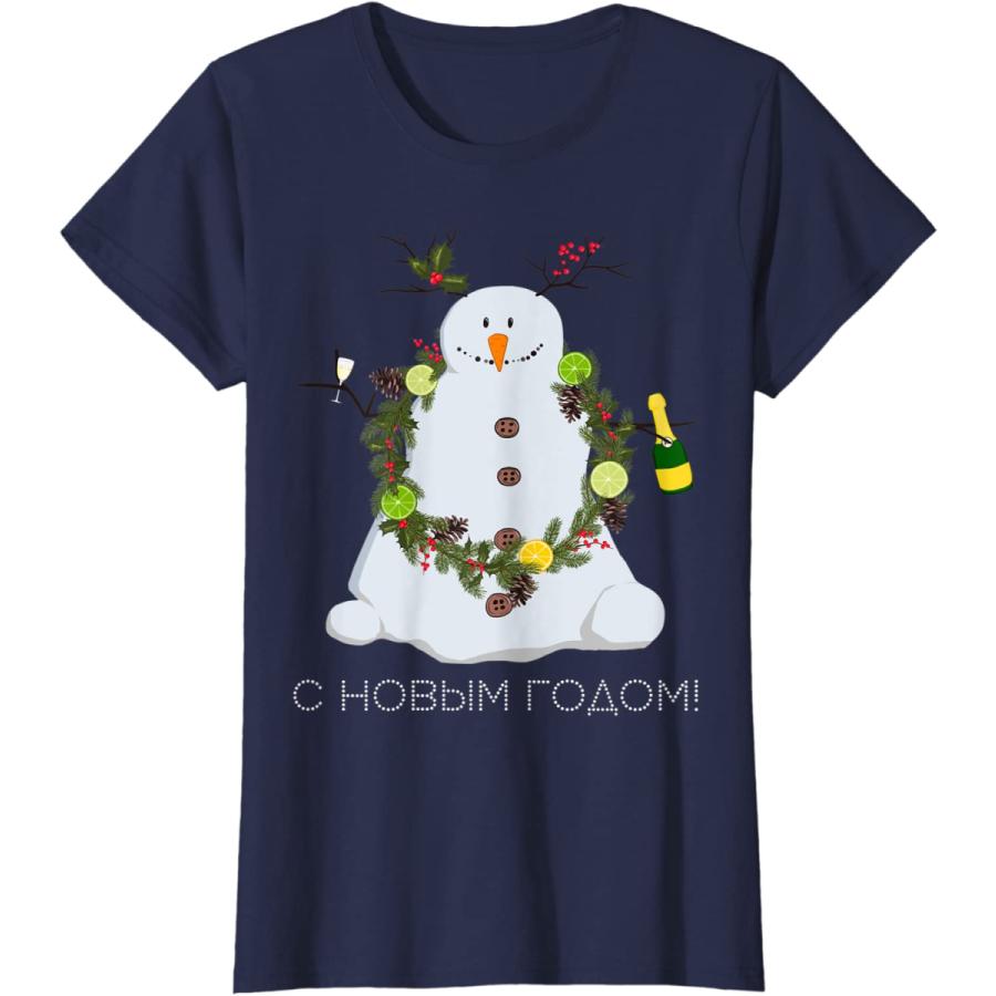 明けましておめでとう面白い雪だるま醜いクリスマスセーターロシア語 Tシャツ 20210301183143 04517 Quad Store 通販 Yahoo ショッピング