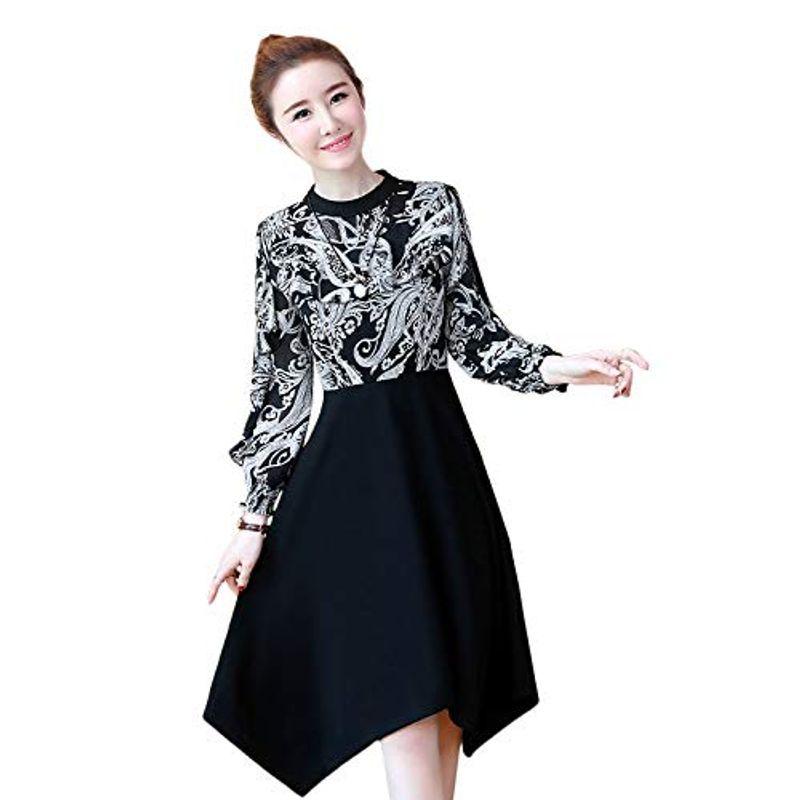人気ショップが最安値挑戦 レディース 長袖 ウエスト切替ワンピース ヘムライン ひざ丈 縦フリル きれいめ ペイズリー柄 黒 L Ll 3l 4l 5l 6l 大きい 魅了 Www Aqtsolutions Com