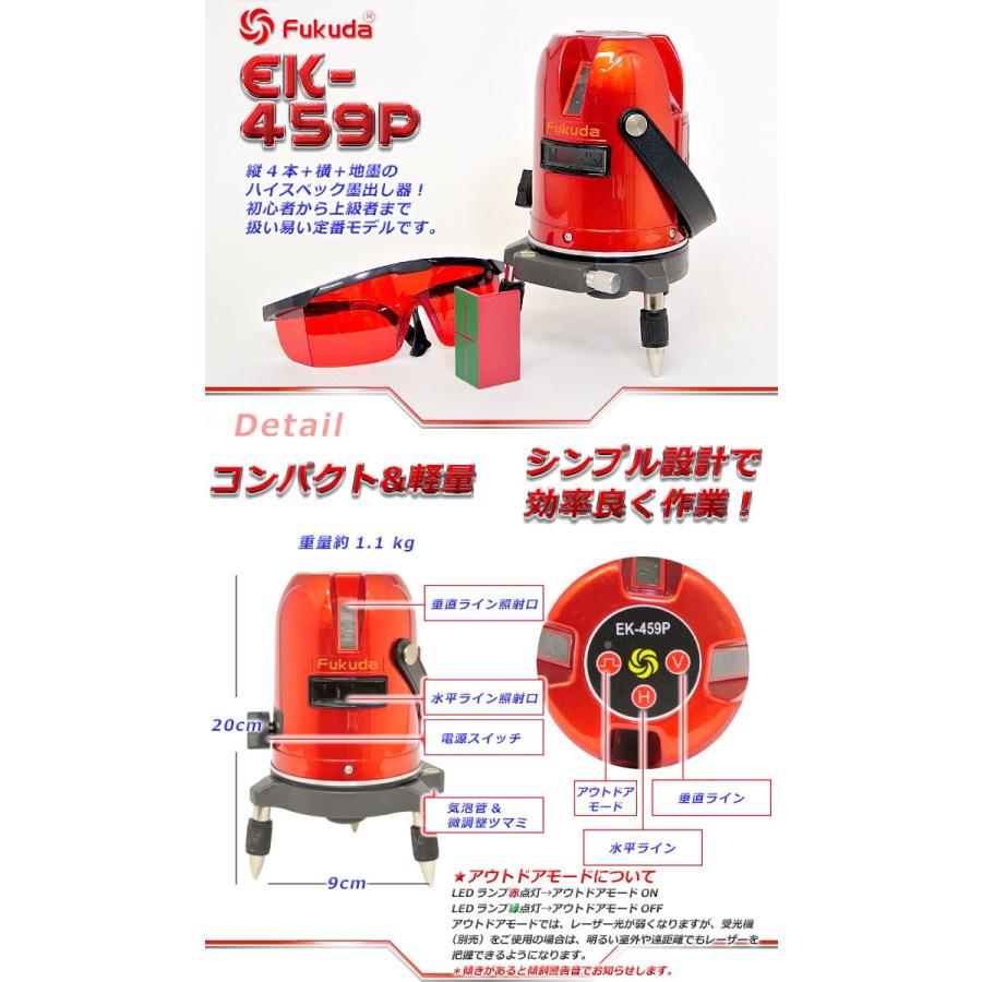 【中古】フクダ Fukuda EK-459P 墨出し器 5ライン ケース（メーカー違い）付き 未校正 Amazon | 【セット】FUKUDA 5ラインレーザー墨出し器 EK-459P、三脚