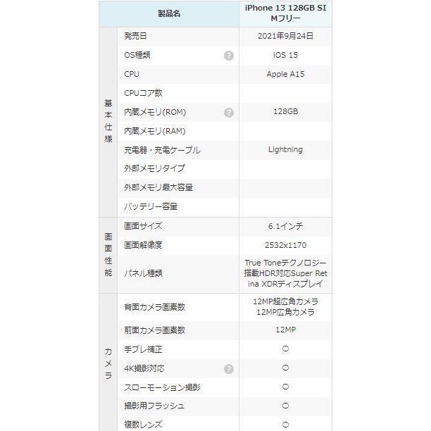 新品 未使用品 」SIMフリー iPhone13 128GB ミッドナイト ※赤ロム保証