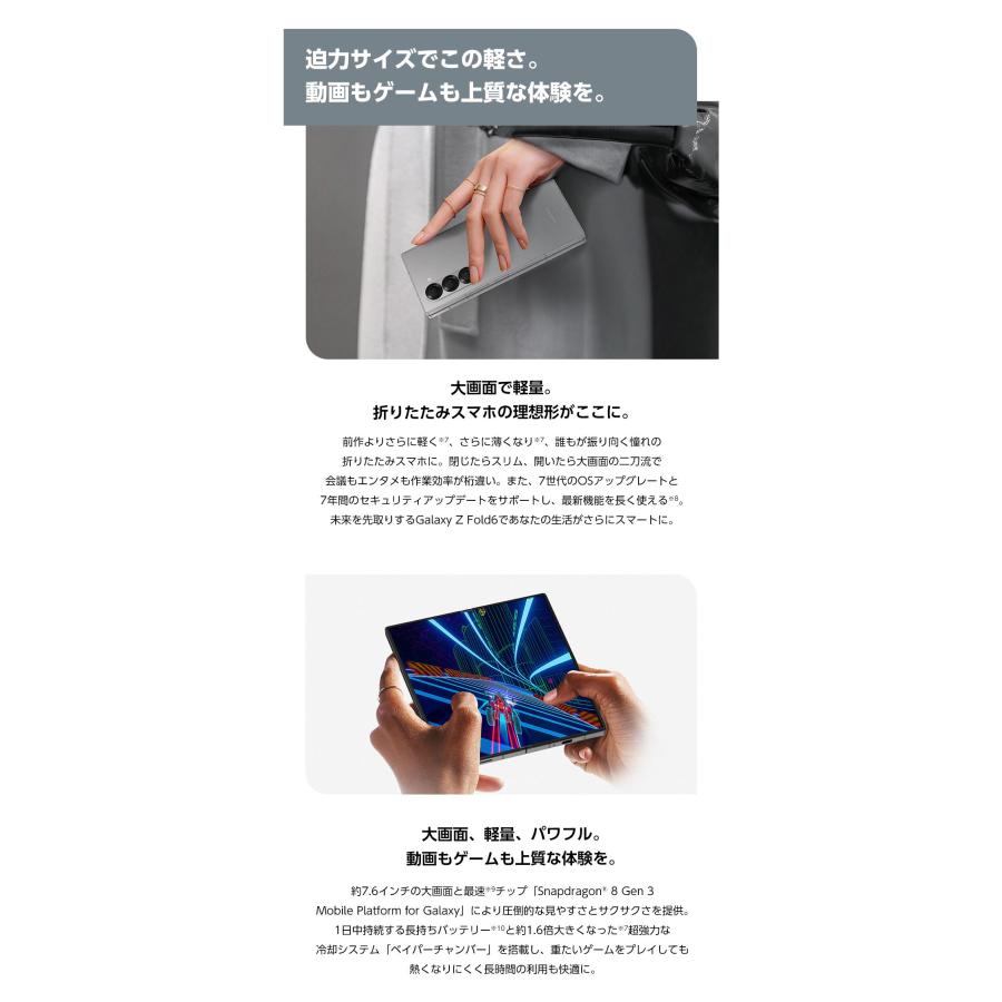 幕男　新品未使用 しろ 未開封品 Galaxy 「新品・未開封品」SIMフリー Z Fold6 Silver Shadow SM-F956Q