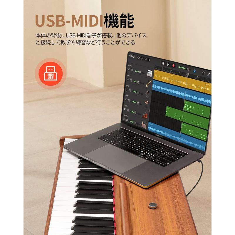 66％以上節約 電子ピアノ Donner 88鍵 茶色 ハンマーアクッション鍵盤 アダプター付 3本ペダル スタンド 日本語説明書 DDP-80  デジタル楽器