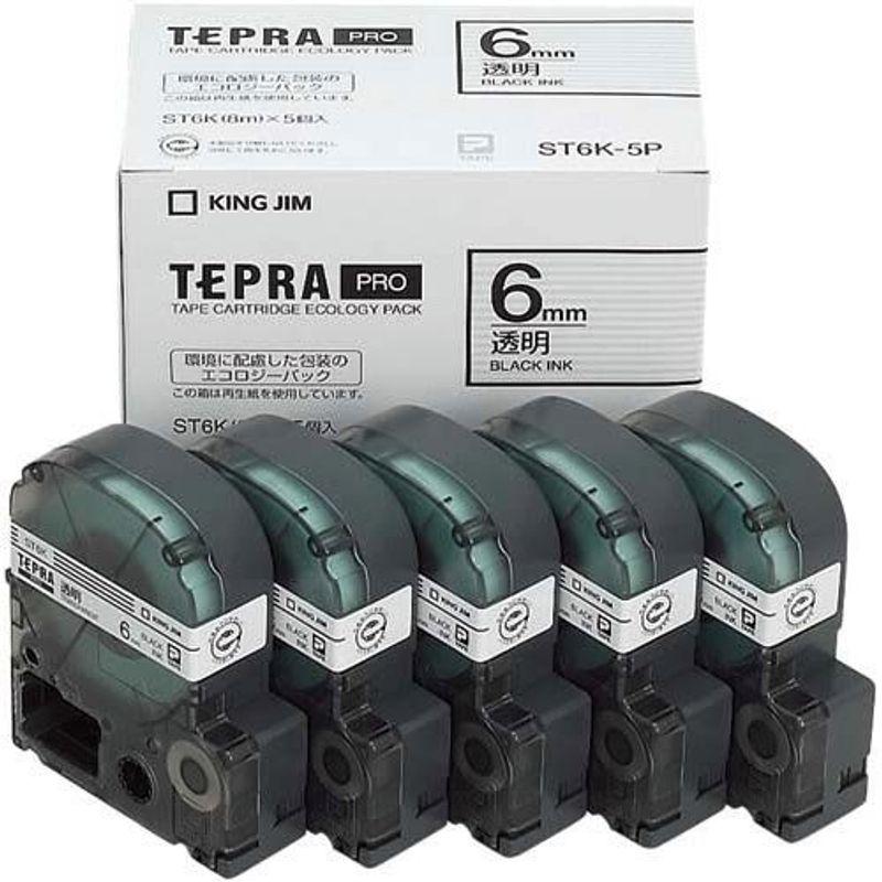 キングジム テプラ PROテープ エコ 透明6mm黒文字×20 :20230701043024-01720:qualityfactory