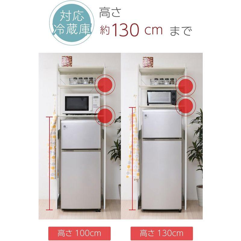 キッチン用収納家具 JKプラン 木製 冷蔵庫ラック 幅60 cm 冷蔵庫 上 収納 棚 ラック フック付き 可動棚 冷蔵庫用 キッチン KKS-0013-WH｜qualityfactory｜06