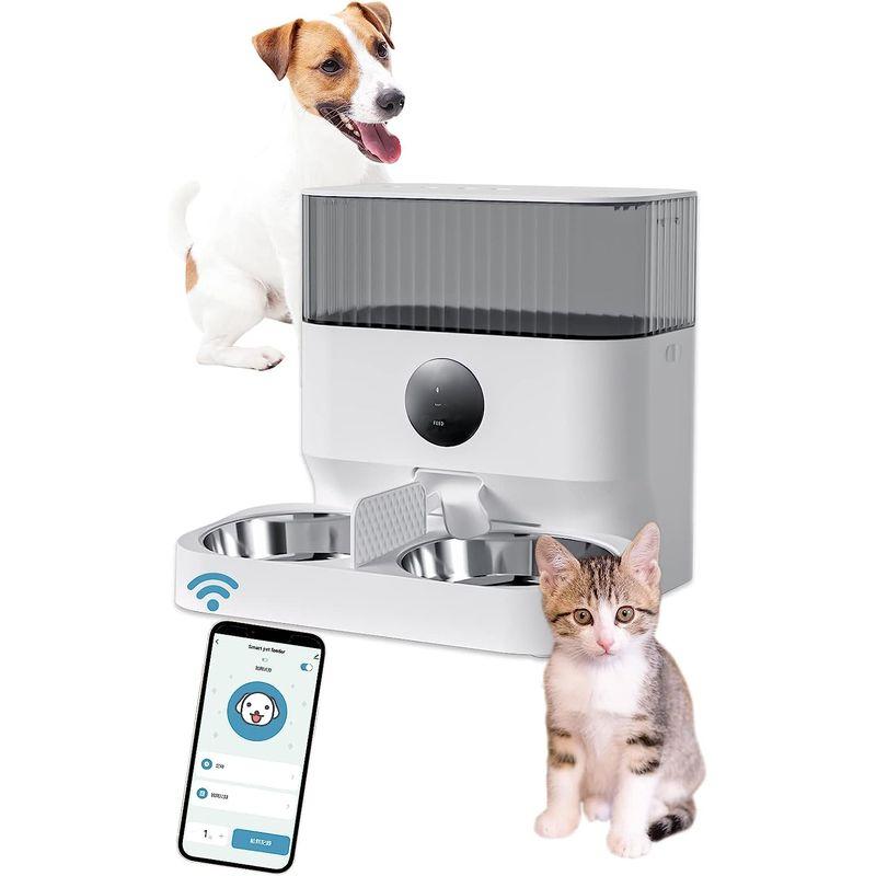 出色ブリシア 自動給餌器 多頭飼い 録音可 2個のステンレス製トレイ