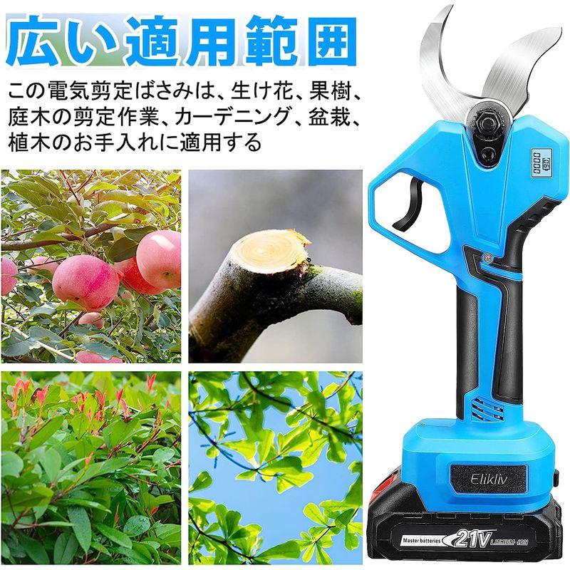 ガーデニング用具 Elikliv 充電式剪定ばさみ 電動ハサミ 剪定 切断直径40mm ブラシレスモーター採用 LEDディスプレイ搭載 ナイフサイズ変換可能 充電式剪定ばさみ 電動ハサミ 剪定 切断直径40mm ブラシレスモーター採用 LEDディスプレイ搭載 ナイフサイズ変換可能 　Elikliv