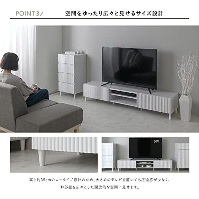 国内正規流通品 佐藤産業 ALAN テレビ台 ローボード 幅176cm 奥行39.8cm 高さ35cm ホワイト 55型対応 可動棚 ALN35-180L