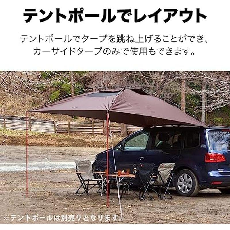 FIELDOOR カーサイドタープ ライトベージュ 簡単設置 吸盤フック 車 オーニング キャンプ 車中泊 デイキャンプ 日よけ｜qualityfactory｜04