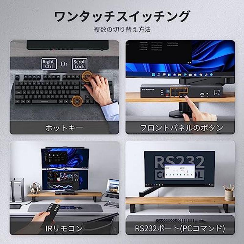 TESmart KVMスイッチ 4入力2出力 デュアルモニター KVM HDMI 4