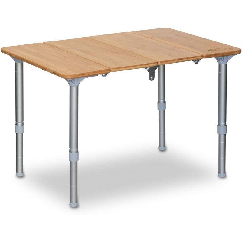 FIELDOOR バンブーテーブル 60cm×60cm 無段階高さ調節 四つ折りコンパクト収納 収納バッグ付 キャンプ アウトドア バーベキ｜qualityfactory｜05