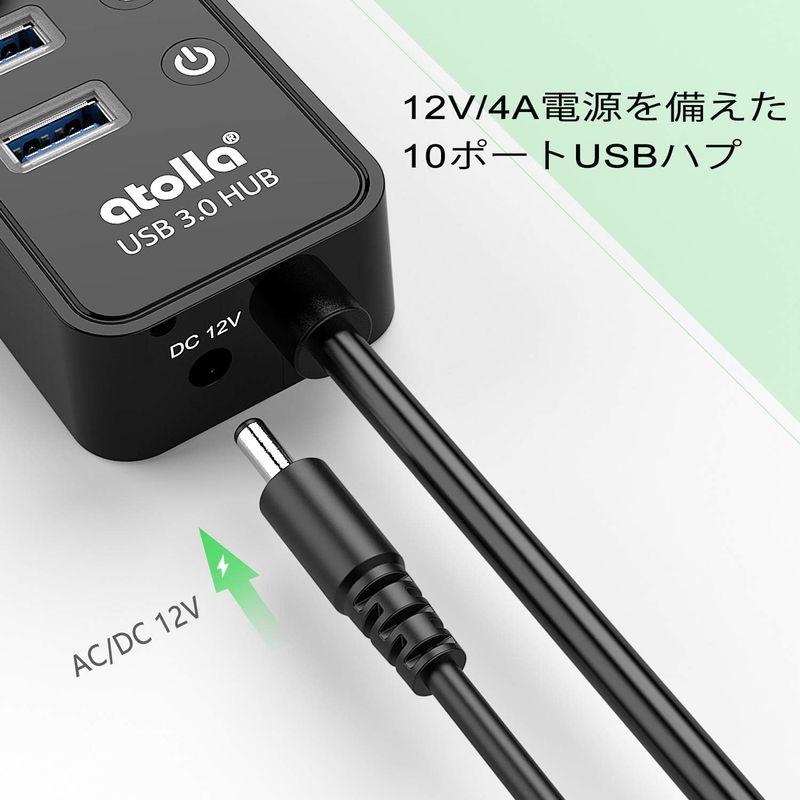 USB3.0ハブ 電源付き, atolla 7ポート5Gbps高速 USBハブ3.0 の 拡張+ 4充電ポート USB Hub 独立スイッチ｜qualityfactory｜07