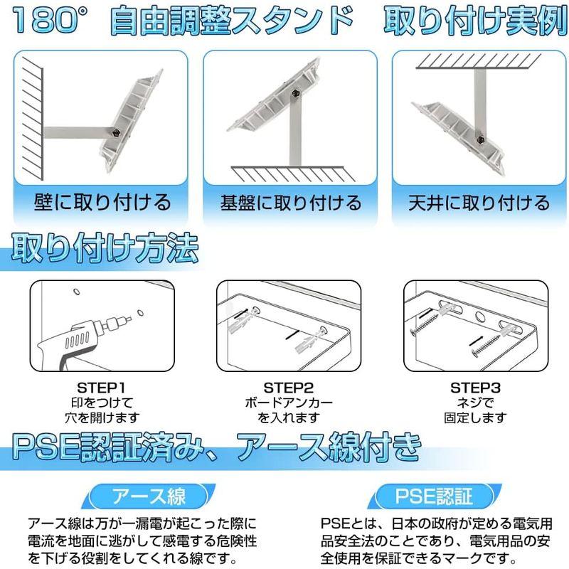 在庫残りわずか 投光器 LED投光器 led作業灯 100w 1000w相当 昼光色 6500K 8000LM IP66 3mコード アース付きプラグ 均一