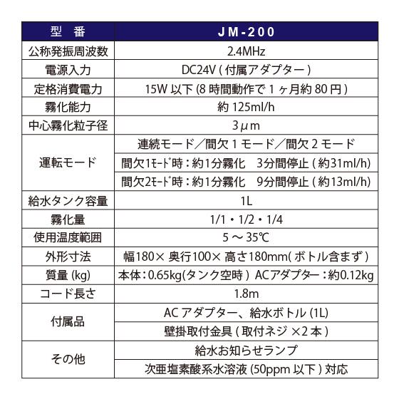 ジアミスト JM-200 超音波霧化器 消臭 除菌 セラ水 CELA 次亜塩素酸水
