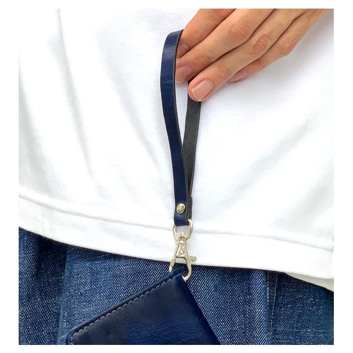 スマホ ストラップ 手首 本革 ナスカン付き ジェントルマン ハンド