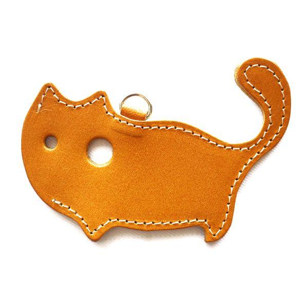 猫グッズ・革・レザー】猫のかたちをしたリップクリームケース 「栃木