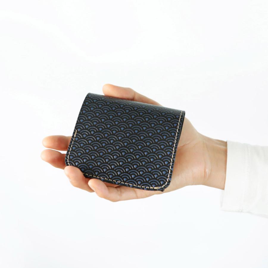 小さいふ コンチャ クアトロガッツ 和柄 青海波 栃木レザー 小さい財布
