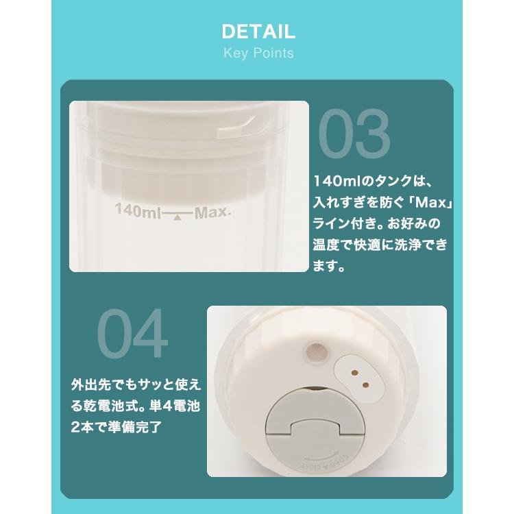 携帯ウォッシュレット 電動 IPX6防水 2段階水圧 140ml 収納袋付き 旅行