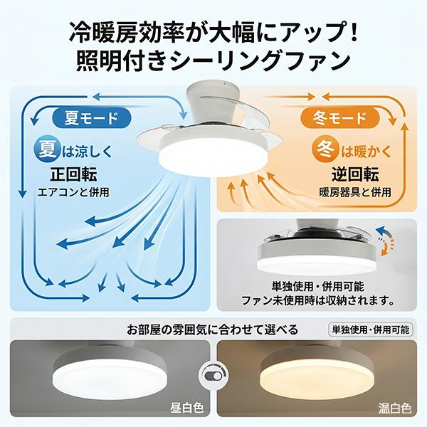 シーリングファンライト 収納型 〜10畳 LED 明るい 4900lm 調光 調色