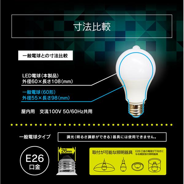LED電球 60w e27 昼光色 電球色 人感センサー機能付 長寿命40000時間 消費電力7.6w 省エネ ケース販売 24個SET LED電球 60w e27 昼光色 電球色 人感センサー機能付 長寿命40000時間