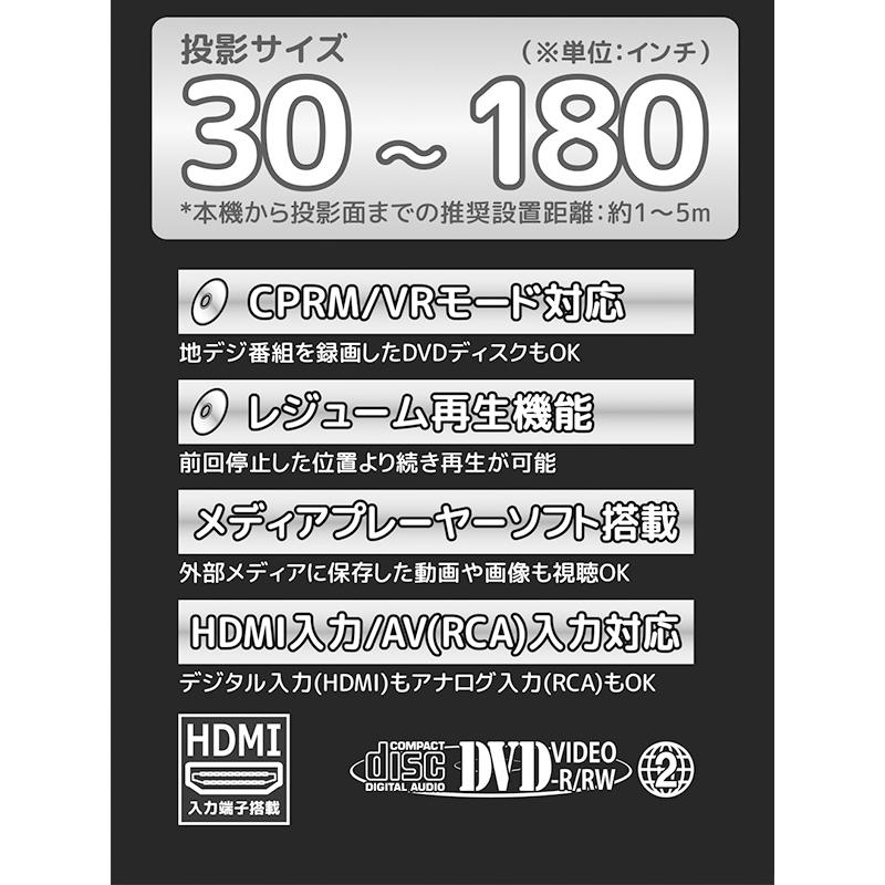 プロジェクター 小型 ホームプロジェクター TVチューナー＆DVD付