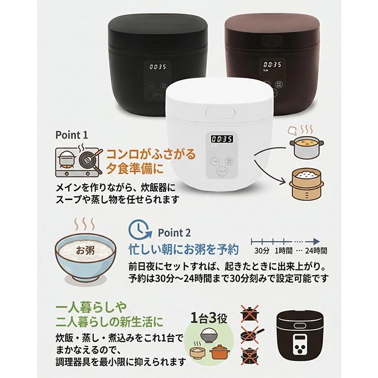 炊飯器 4合 一人暮らし 多機能 1台9役 コンパクト 小型 炊飯 早炊き お