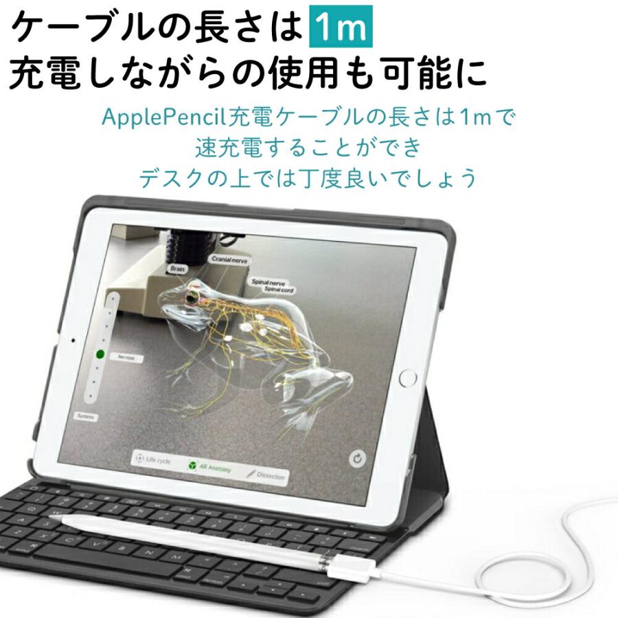 Apple pencil 充電ケーブル 充電 ケーブル アップルペンシル USB 第1世代 第2世代 1M iPad Pro 充電アダプタ 1 2 変換 キャップ カバー ケース｜quattro｜05
