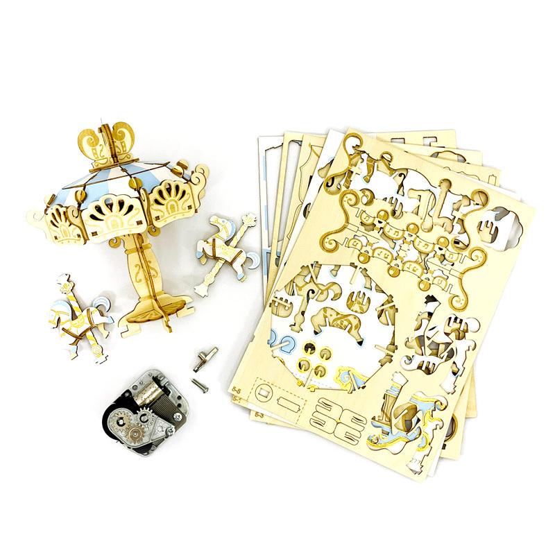 正規販売 ki-gu-mi オルゴール付き メリーゴーランド Wooden Art 木製