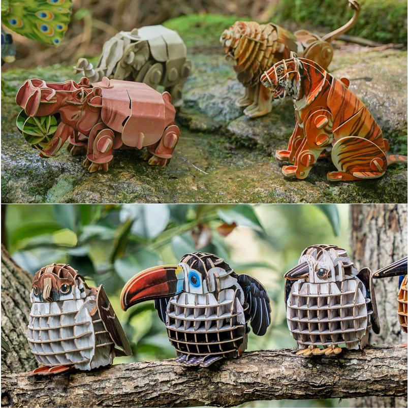 ペーパークラフト 鳴き声 動物 MAKE BUG 紙製 立体 パズル 工作 プチ