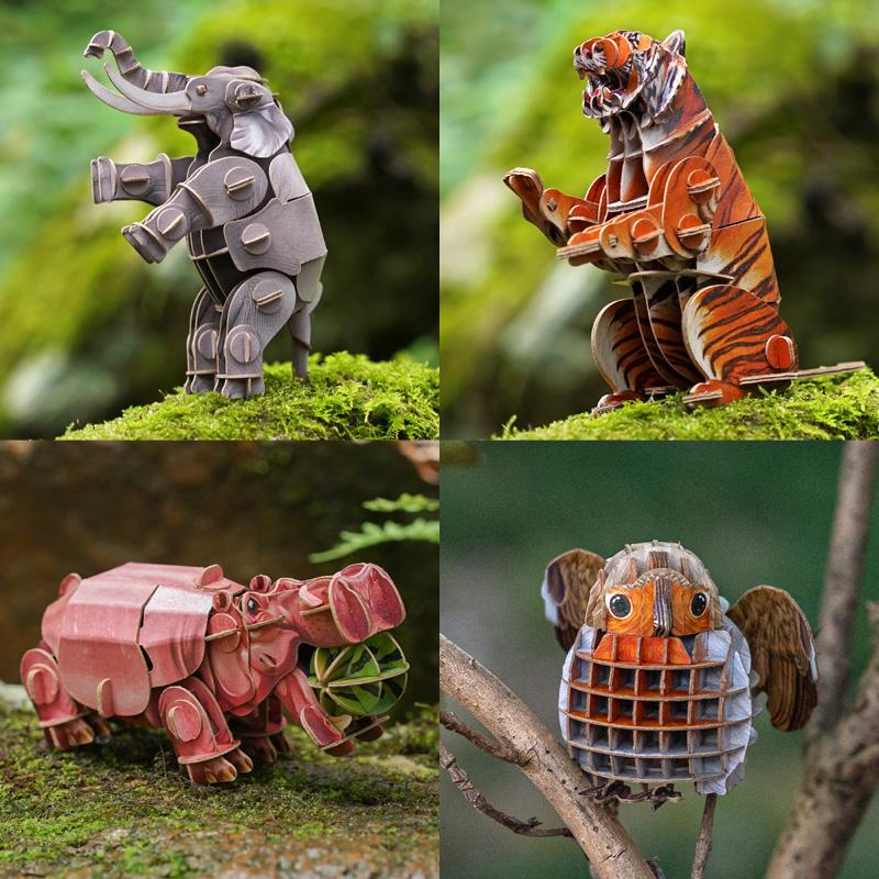 クラフトハンド ペーパークラフト キット 動物 鳴き声 工作キット 立体