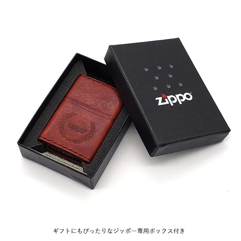 ジッポー ZIPPO ライター 革巻き 月桂樹 オイルライター ジッポ logo