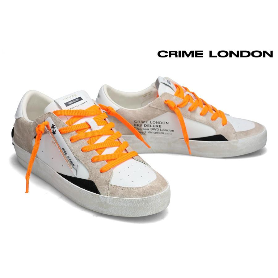 クライムロンドン メンズ スニーカー ディストレス ホワイト ダフィー