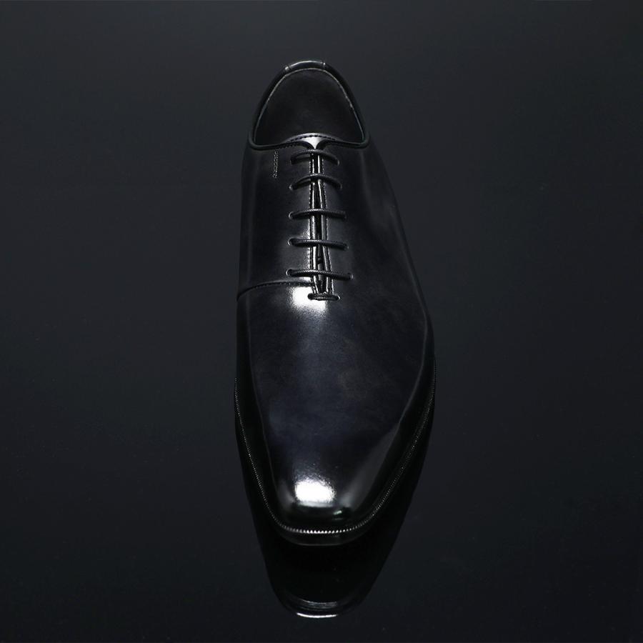 ビジネスシューズ 本革 プレーントゥ ホールカット ブラック クイン