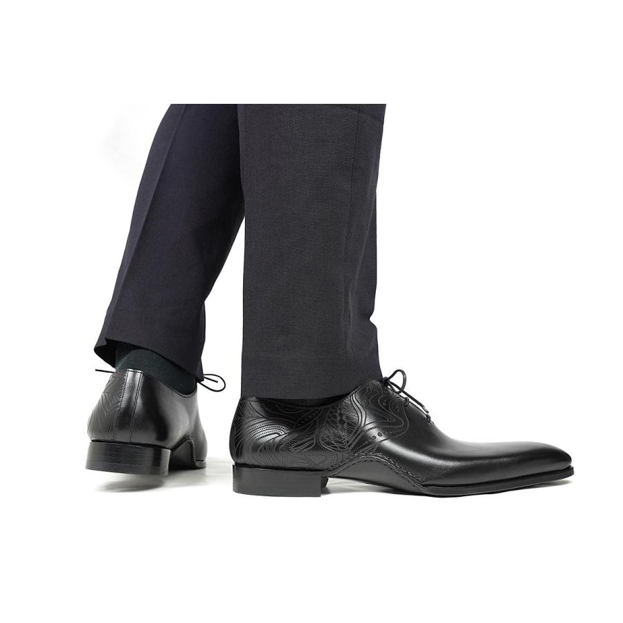 マグナーニ  クインクラシコ ホールカット メンズ カーフレザー ブラック MAGNANNI 25702の画像