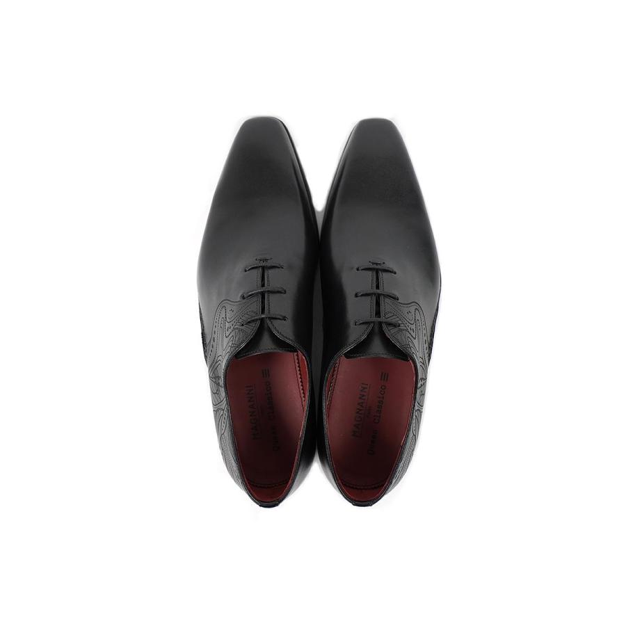 マグナーニ  クインクラシコ ホールカット メンズ カーフレザー ブラック MAGNANNI 25702の画像