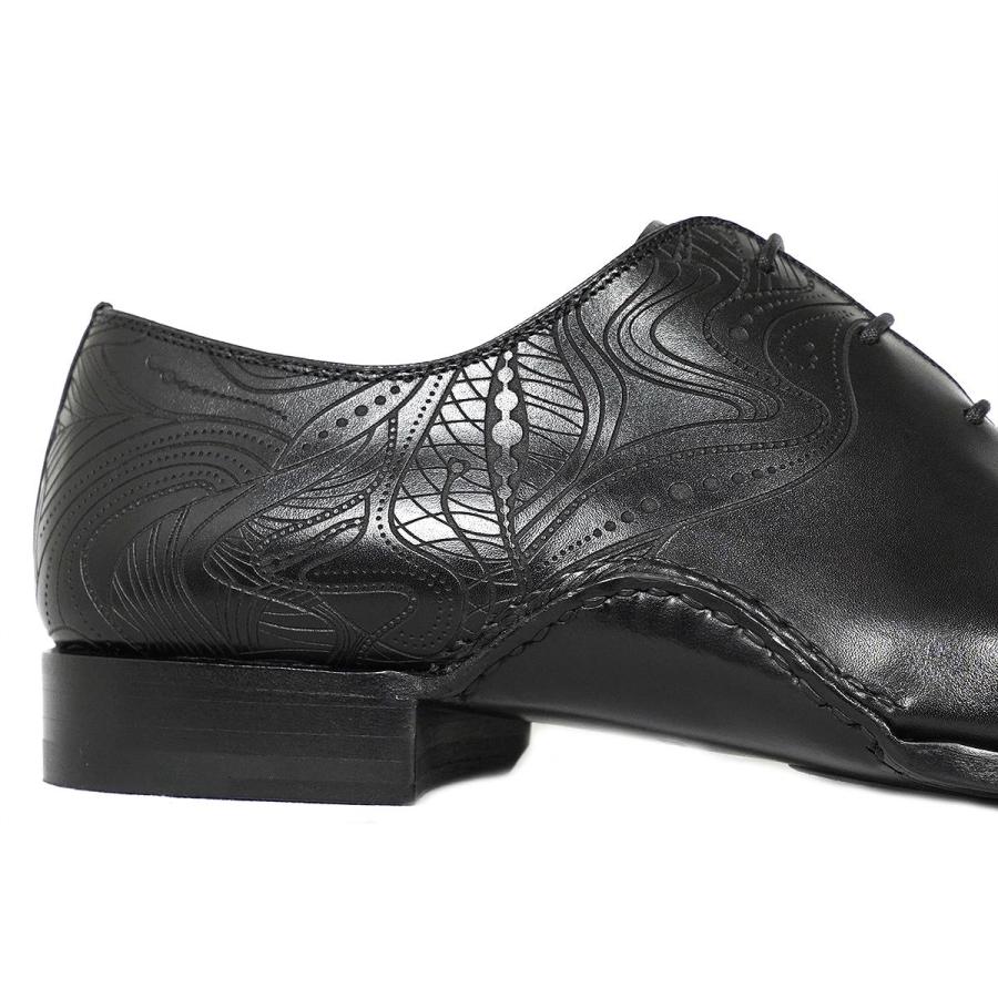 マグナーニ  クインクラシコ ホールカット メンズ カーフレザー ブラック MAGNANNI 25702の画像