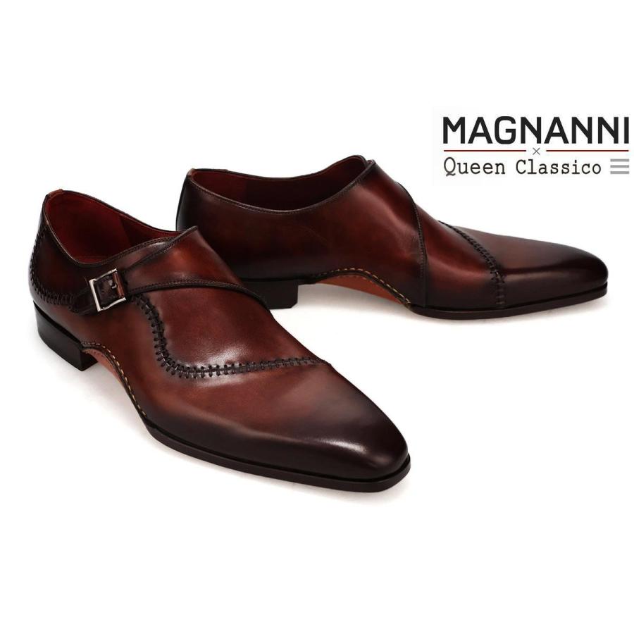 本日限定【新品未使用】MAGNANNI ダブルモンクストラップシューズ 40 MAGNANNI ビジネスシューズ 本革 モンクストラップ ブルー