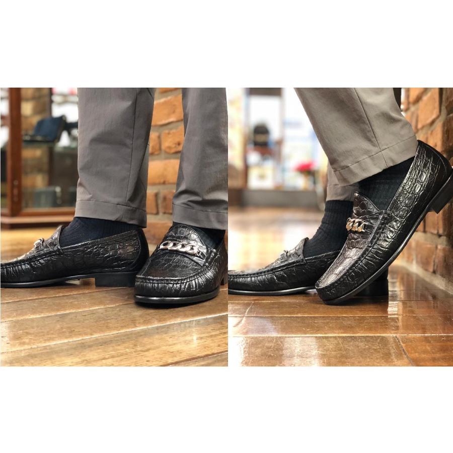 Daniele Lepori クロコダイルレザー ローファー 41 Daniele Lepori ローファーメンズ チェーンローファー ブラック