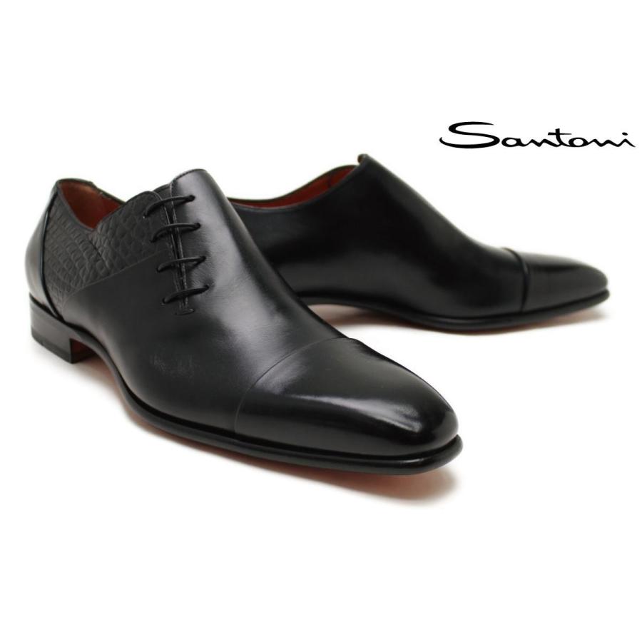 サントーニクロコダイルコンビネーションプレーントゥサイズ6.5ブラック